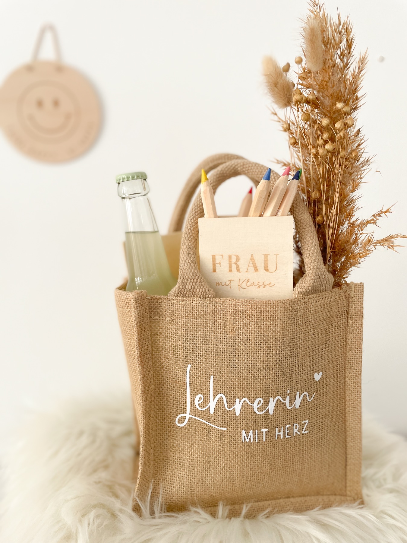 Geschenktasche Lehrerin mit Herz als Geschenk für Lehrkräfte zum Abschied