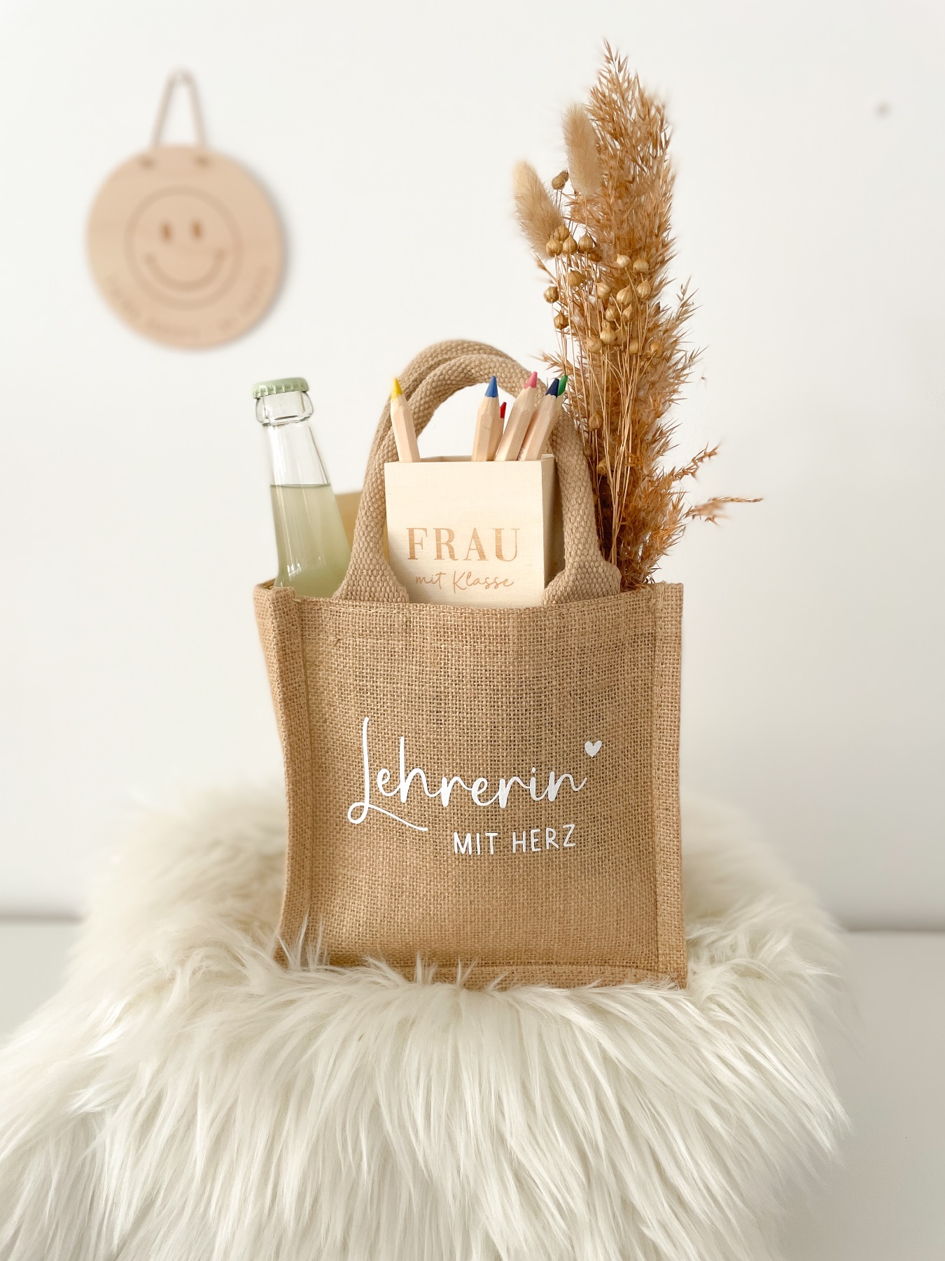 Geschenktasche Lehrerin mit Herz als Geschenk für Lehrkräfte zum Abschied 4