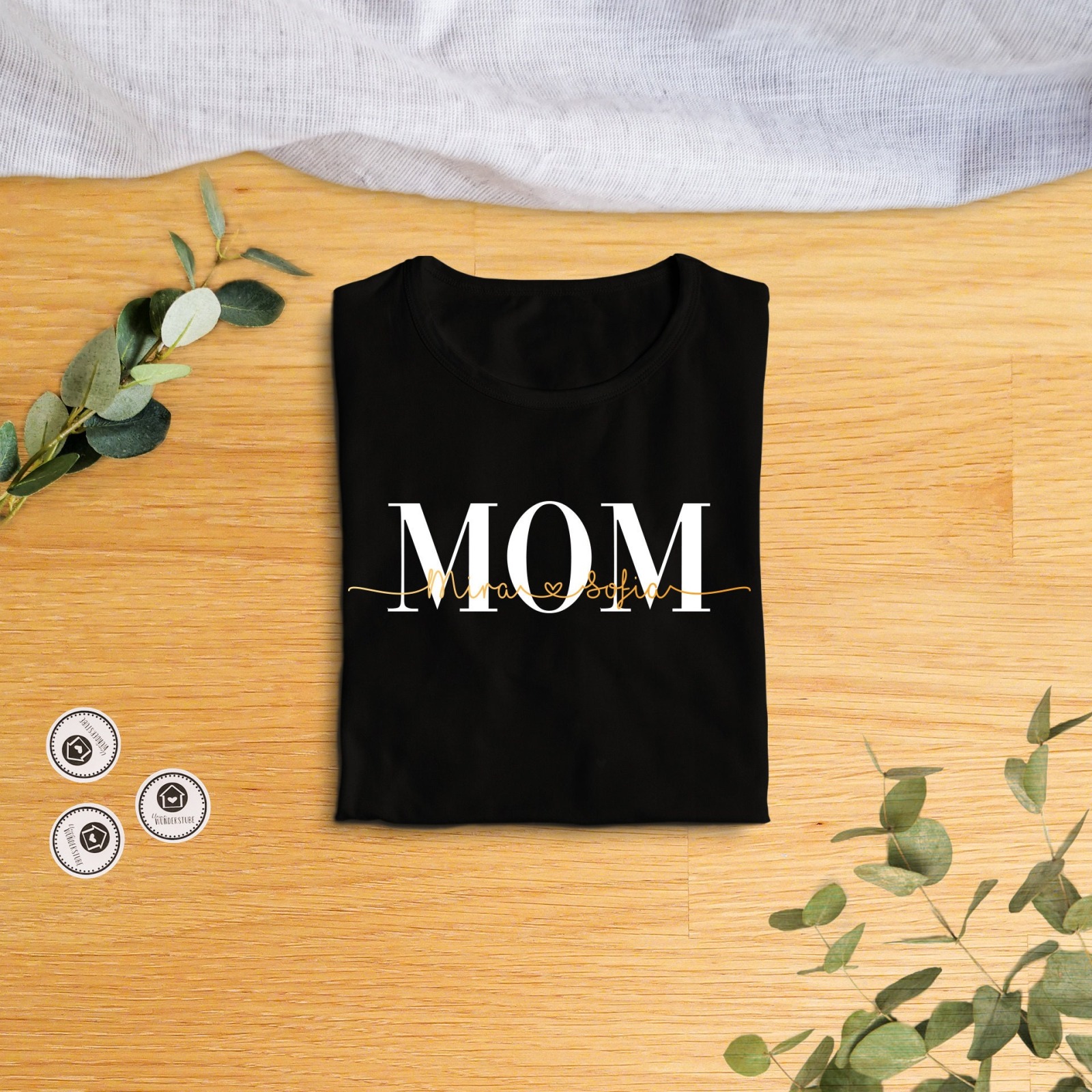 T Shirt | BioBaumwolle | Mom+Kindernamen, Mama, Beste Freundin, Spruch, personalisiert,