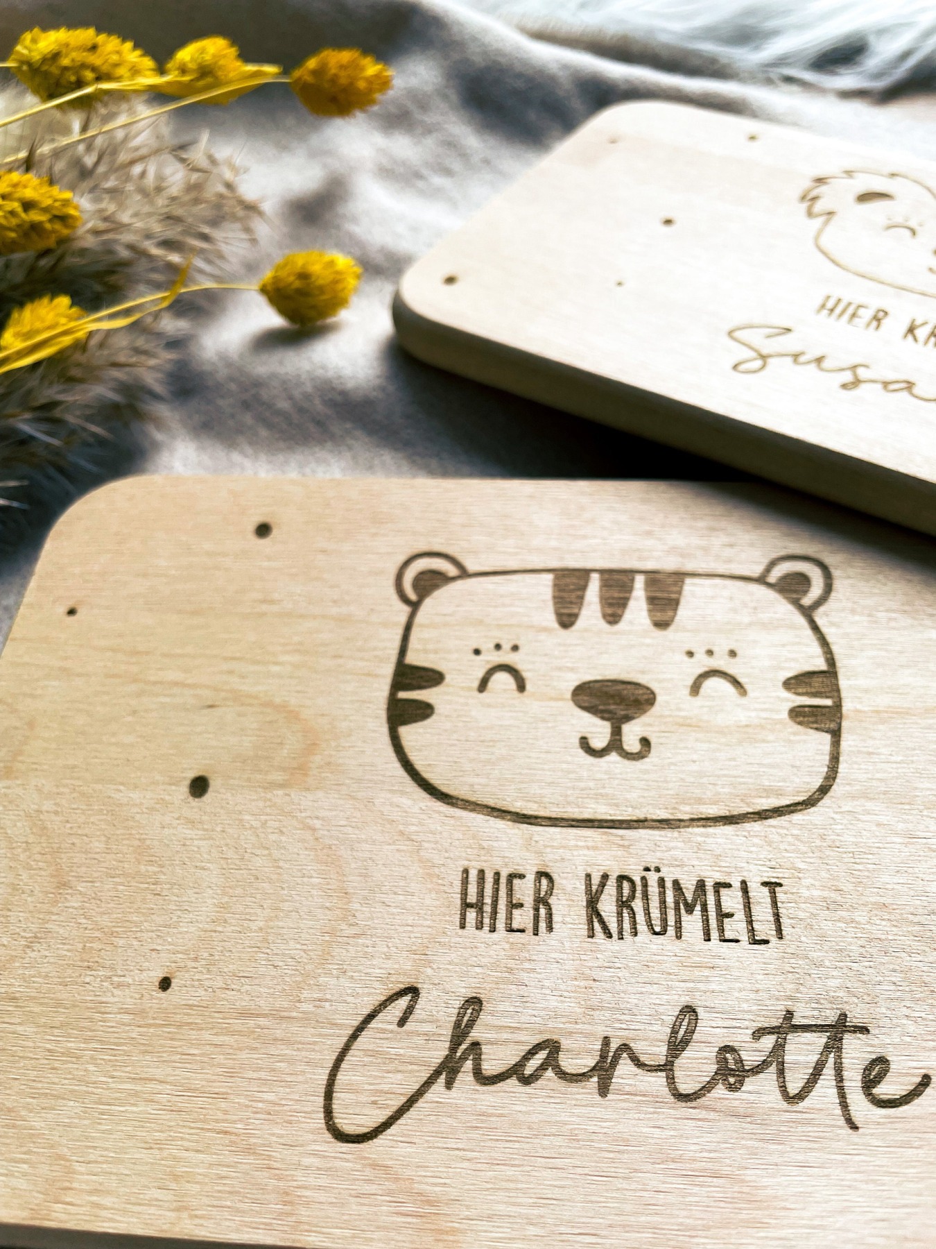 Frühstücksbrettchen personalisiert, Vesperbrett Tierbild, personalisiertes Geschenk, Holzbrett mit