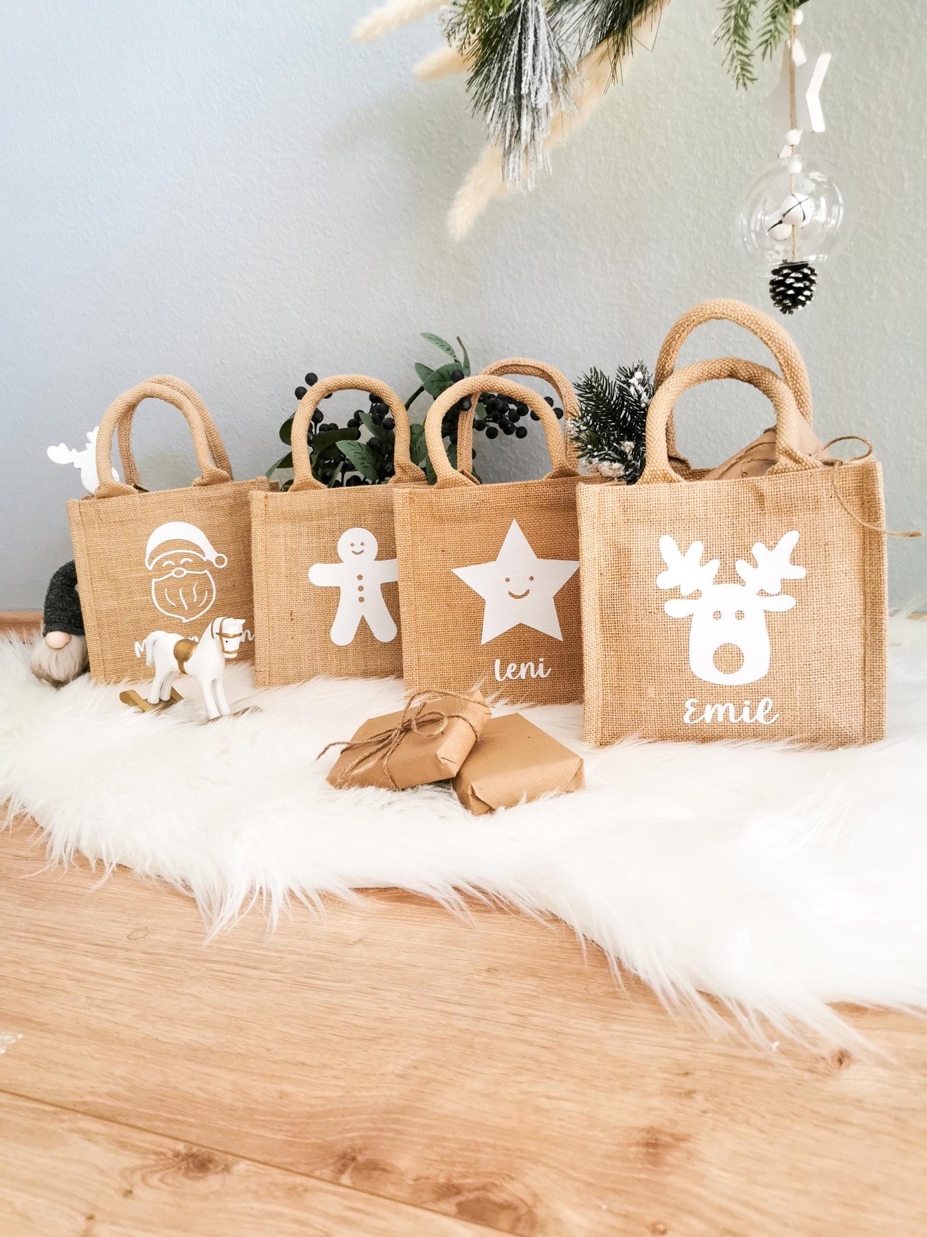 Personalisierte Geschenktasche für Weihnachten | Kindertasche mit weihnachtlichem Motiv