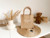 Kindertasche personalisiert Jute, Jutetasche für Kinder, Design Name und Herz, Kindergartentasche,