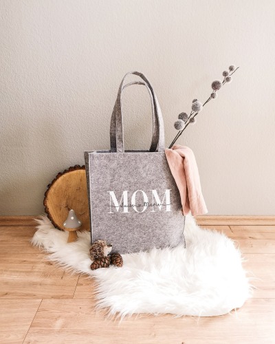 Filz Shopper, Spruch Mom Namen, Geschenk, Bodentasche, individuell, Tasche, Muttertagsgeschenk -