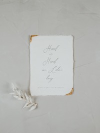 Glückwunschkarte Hochzeit Hand in Hand ein Leben lang I Handgeschöpftes Papier I Gold Veredelung 2