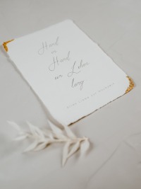 Glückwunschkarte Hochzeit Hand in Hand ein Leben lang I Handgeschöpftes Papier I Gold Veredelung