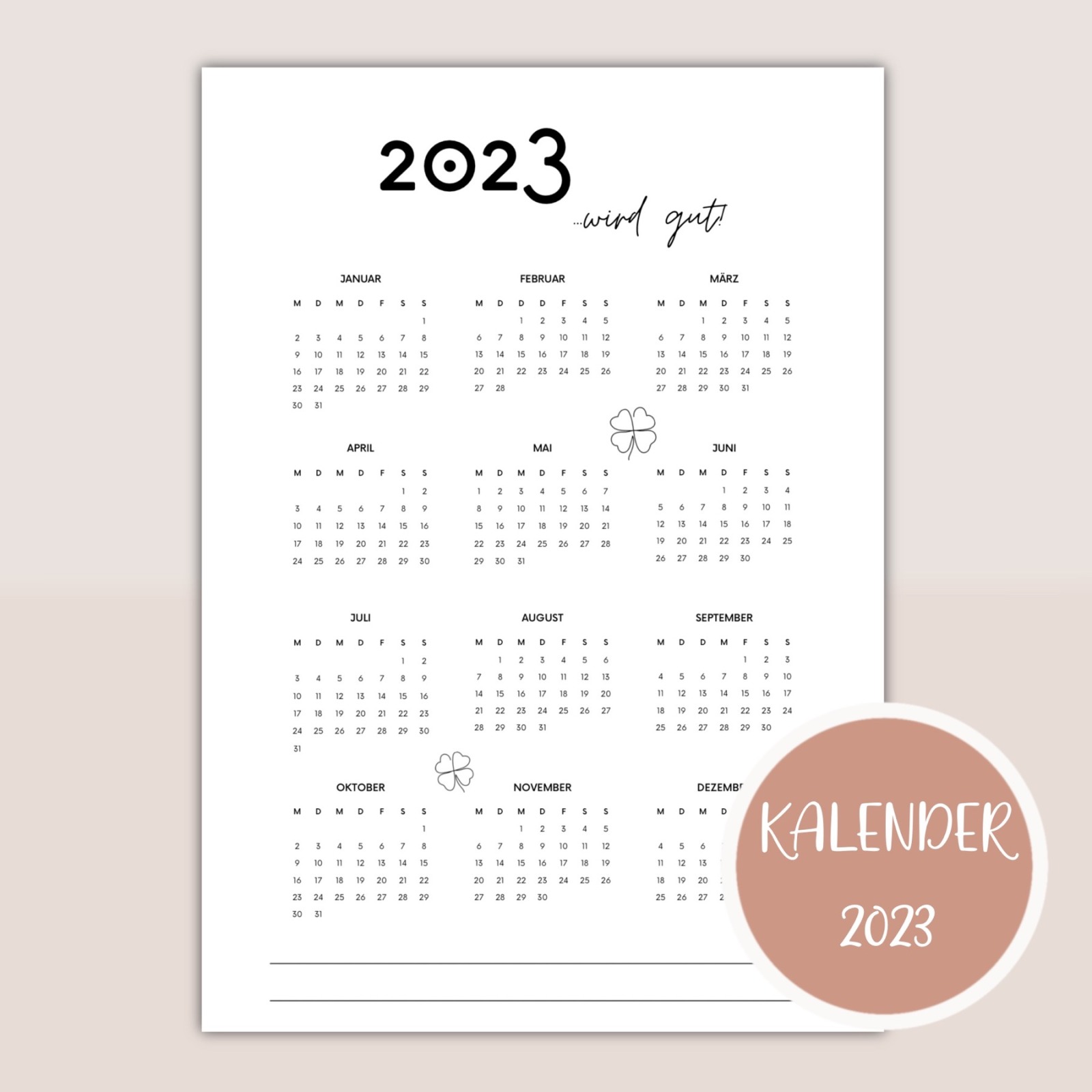 Kalender 2023 zum Ausdrucken
