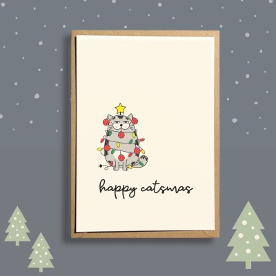Weihnachtskarte weihnachtliche Karte - happy catsmas