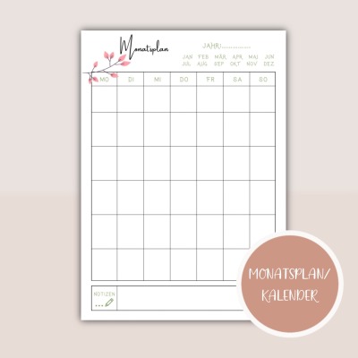 Monatsplan Monatsplaner zum Ausdrucken - Plane deinen Monat Monatskalender zum Ausdrucken in A4 und