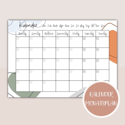 Monatsplan Monatsplaner zum Ausdrucken - Plane deinen Monat Monatskalender zum Ausdrucken in A4