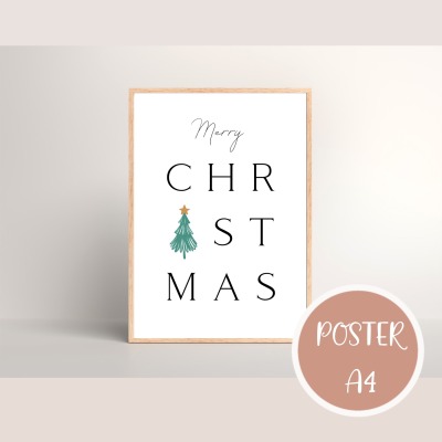 Weihnachtliches Poster Wandbild zum Ausdrucken in A4 - Wanddeko Tischdeko zu Weihnachten zum Ausdruc