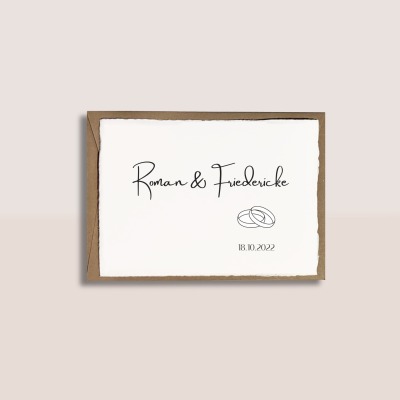 Personalisierte Hochzeitskarte mit Briefumschlag - Glückwunschkarte mit Name zur Hochzeit inkl Brie