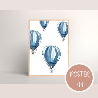 Poster Wandbild zum Ausdrucken in A4 - Wanddeko Poster mit Heißluftballons zum Ausdrucken
