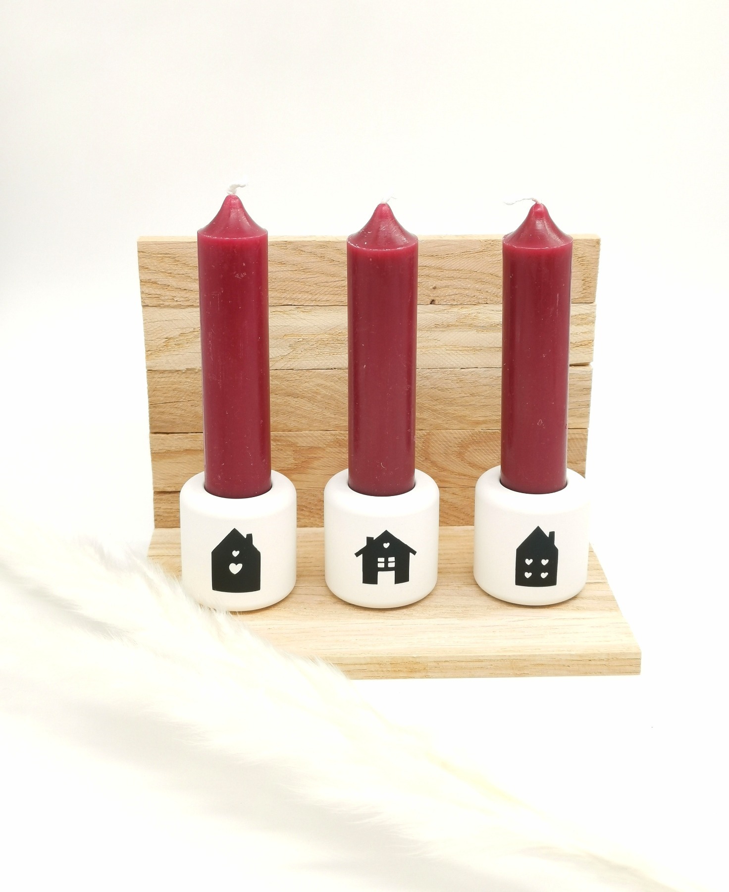 Mini-Kerzenständer mit Häuschenaufdruck für Stabkerzen 5