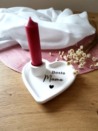 Herz-Kerzenständer mit Schriftzug und Kerze 3