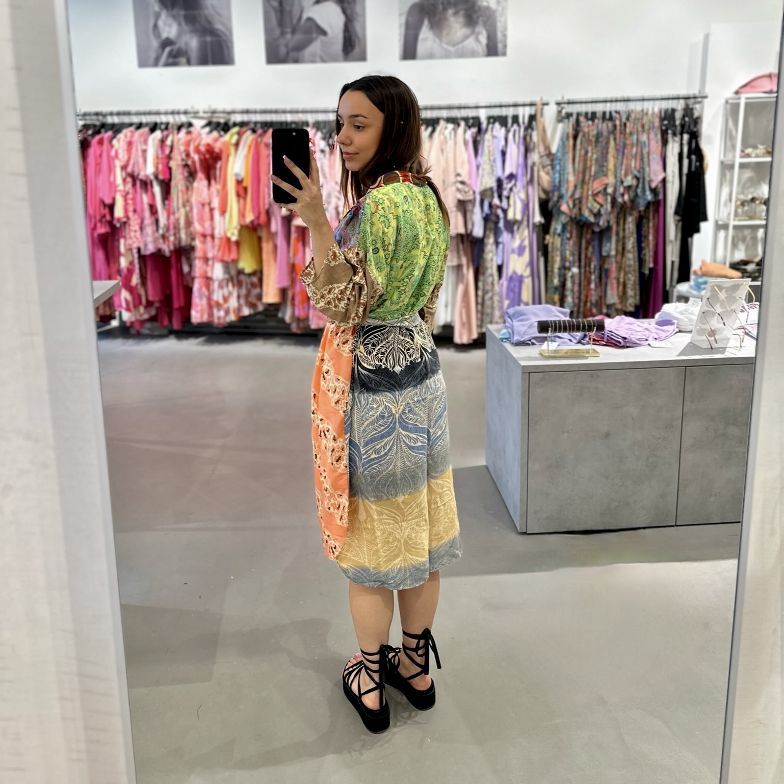Ava Seiden-Kimono Patchwork Midi NEW 1430 2