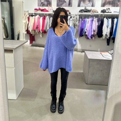 Ava Oversize Pullover V-Neck - Lavendel