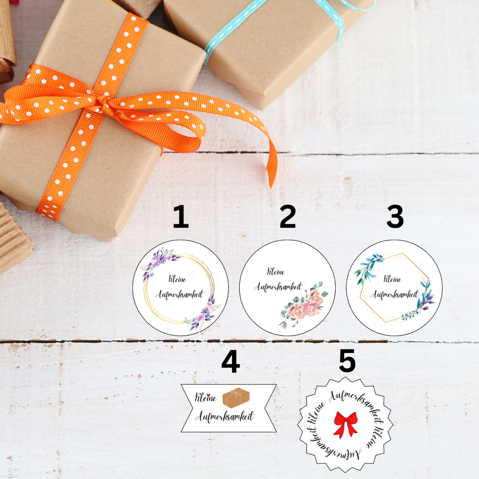 Geschenkanhänger Kleine Aufmerksamkeit - ideal für Geschenkverpackungen 12 o. 24 Stück in 5