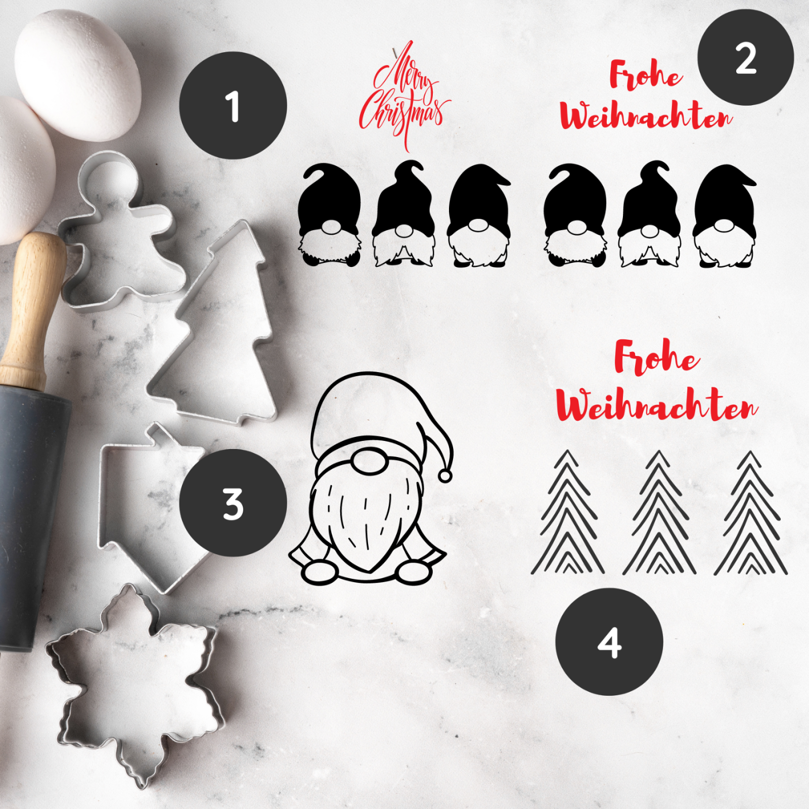 Küchenhandtücher Frohe Weihnachten Wichtel - ideal als nachhaltige Geschenkverpackung oder