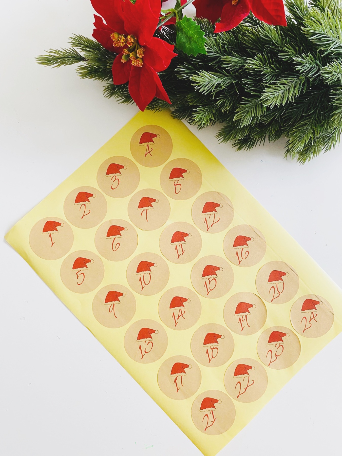 Zahlenaufkleber Adventskalender DIY zum selber gestalten Sticker Weihnachtskalender 2