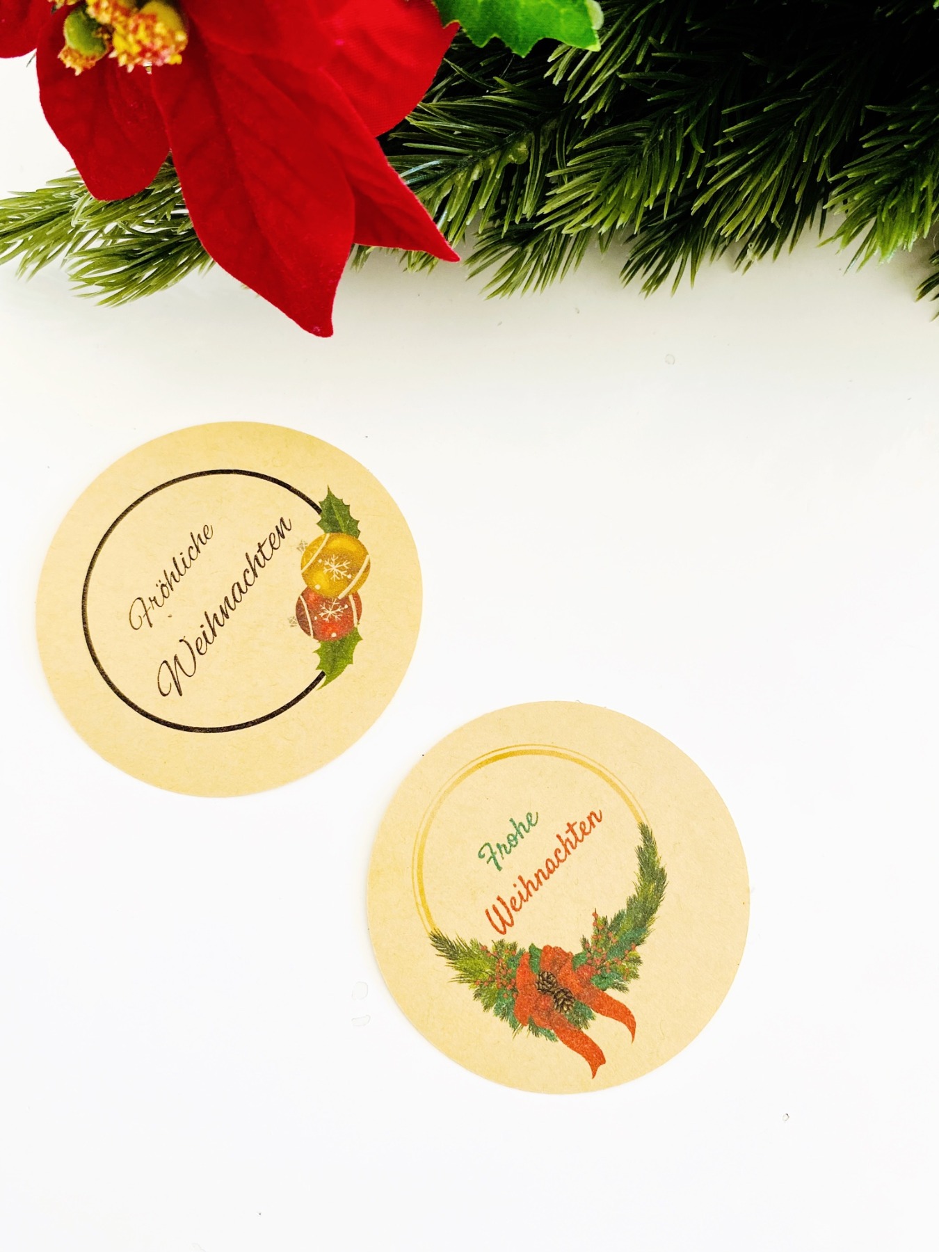 Weihnachtssticker Frohe Weihnachten - Set mit 12 Auklebern für Geschenkverpackungen und Karten
