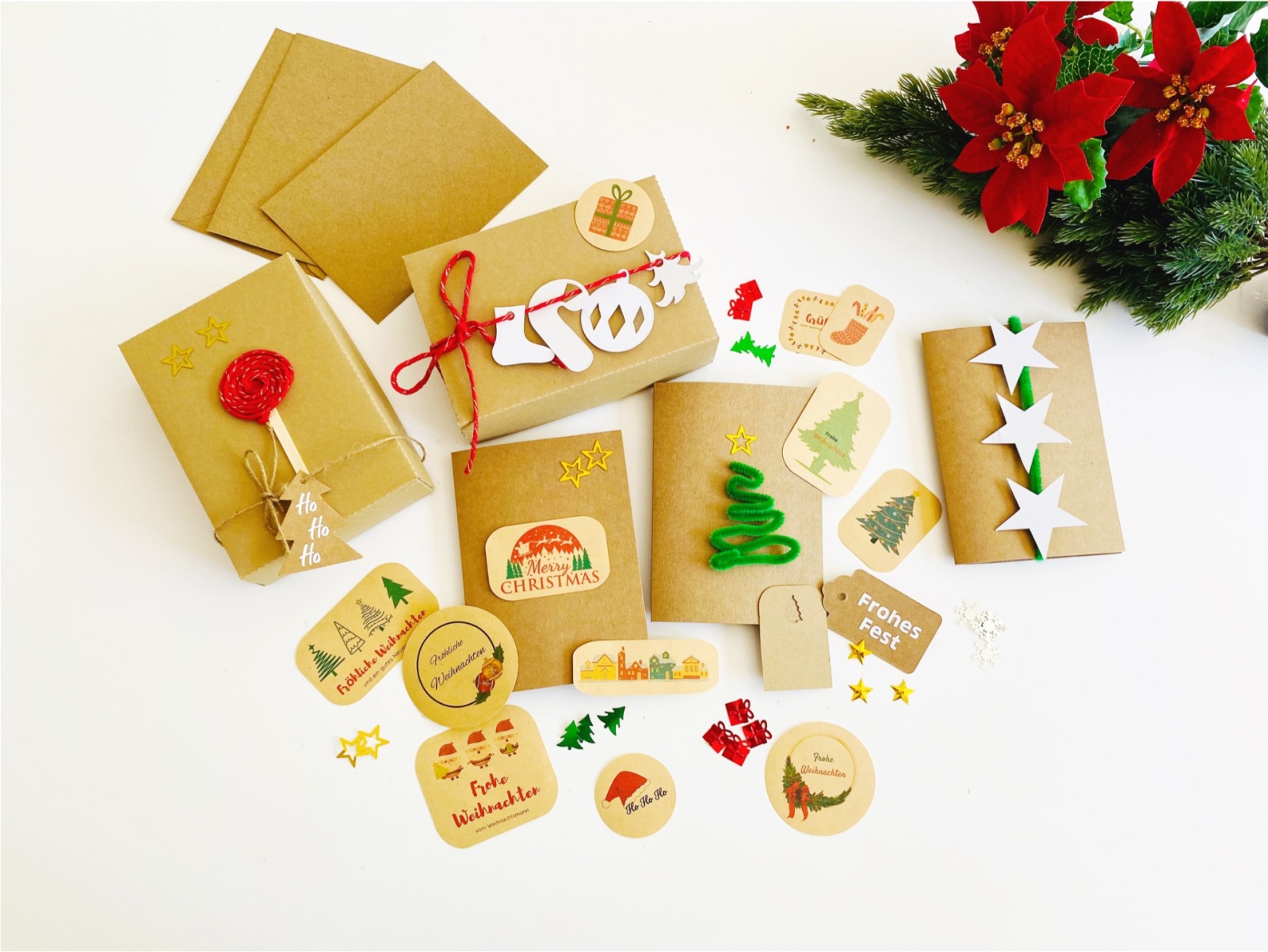 Bastelset für Weihnachten DIY Kit Weihnachtskarten basteln Weihnachtsgeschenke verpacken Ideen