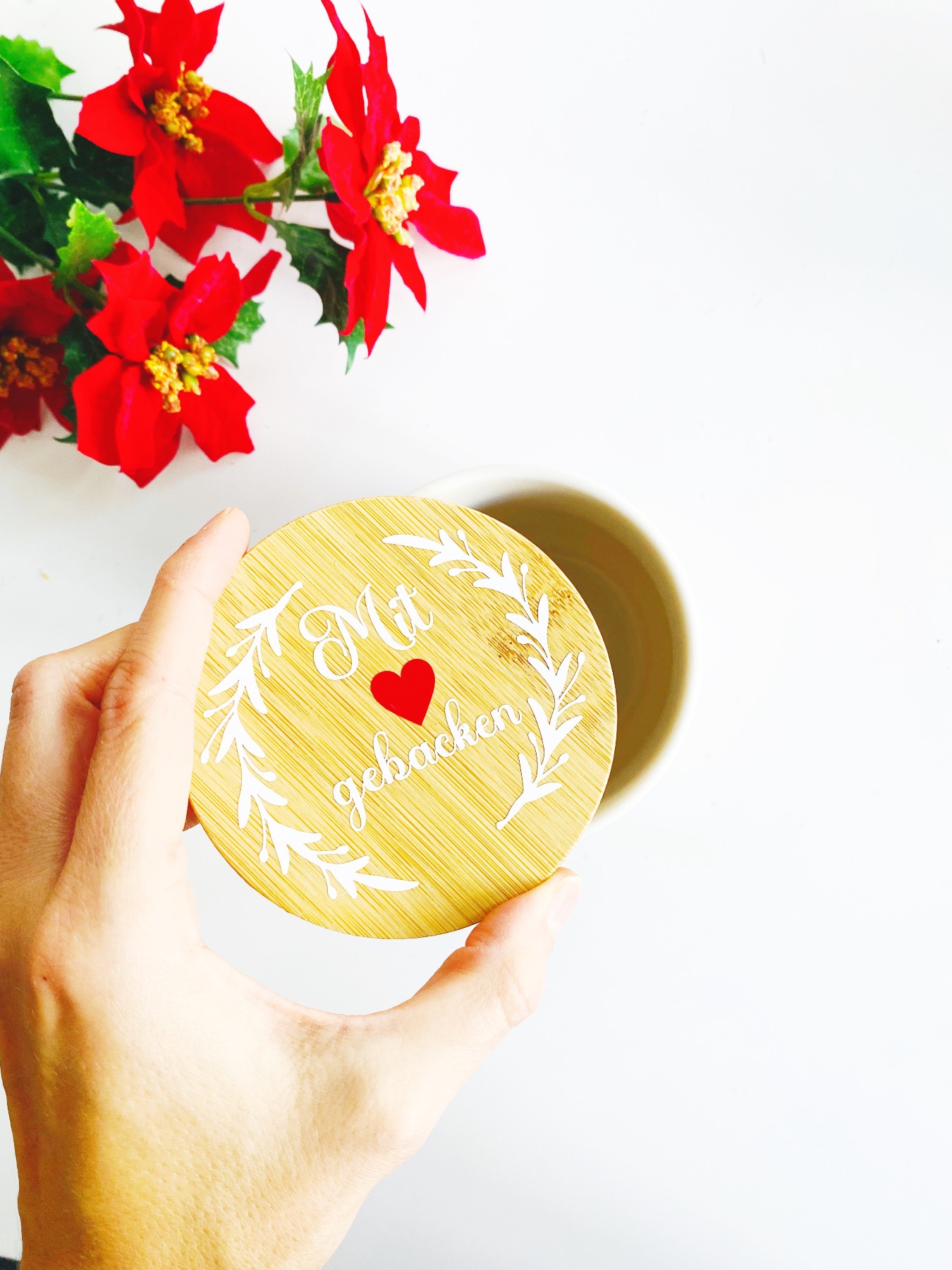 Keksdose Frohe Weihnachten Mit Liebe gebacken - Weihnachtsgeschenk Vorratsdose Keramik weiß 4