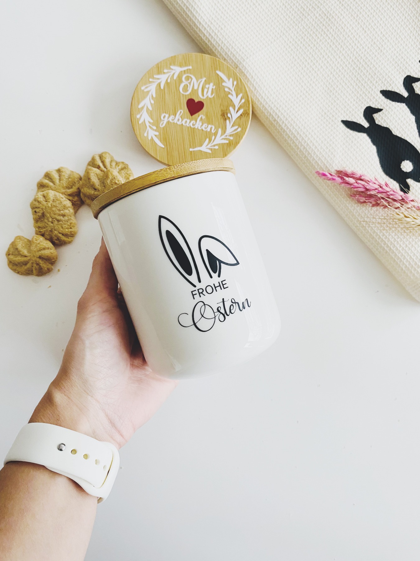 Keksdose Ostern - Keramikdose vom Osterhasen Geschenkidee zu Ostern oder Deko für die Küche 8