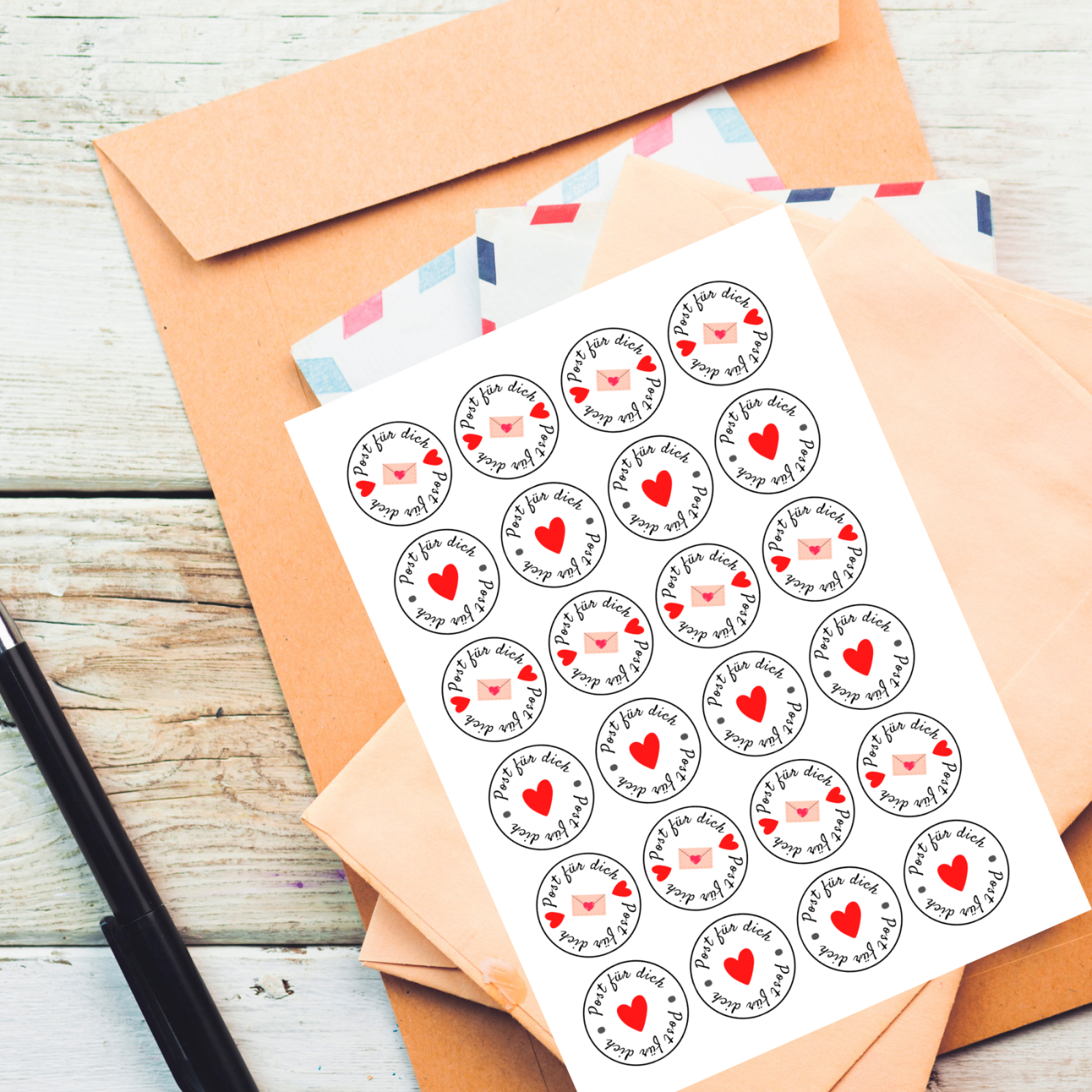 Aufkleber Post für dich - Stickerbogen mit 24 Aufklebern ideal für Geschenkverpackungen Karten und