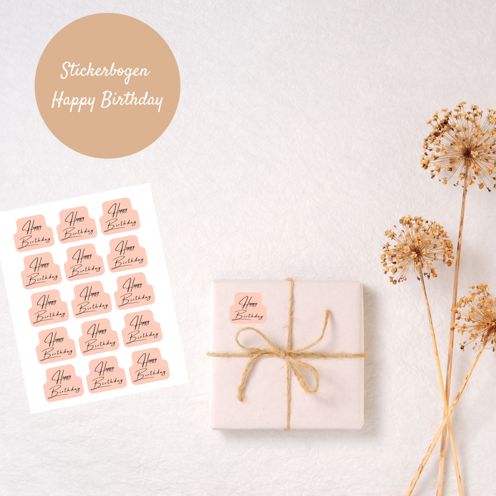 Aufkleber Happy Birthday für Geburtstagsgeschenke 15 Stück - Sticker Geschenkverpackungen Geburtst