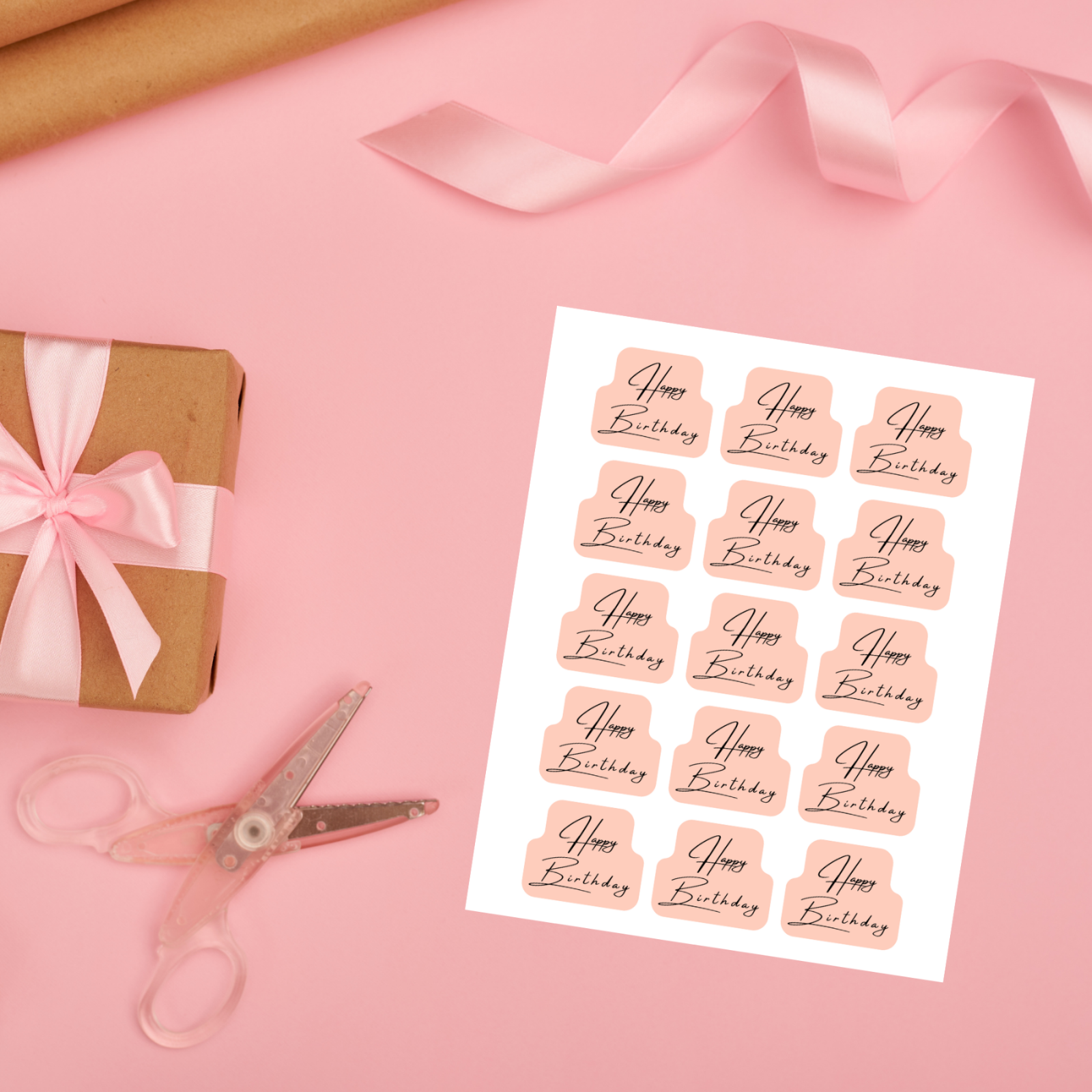Aufkleber Happy Birthday für Geburtstagsgeschenke 15 Stück - Sticker Geschenkverpackungen