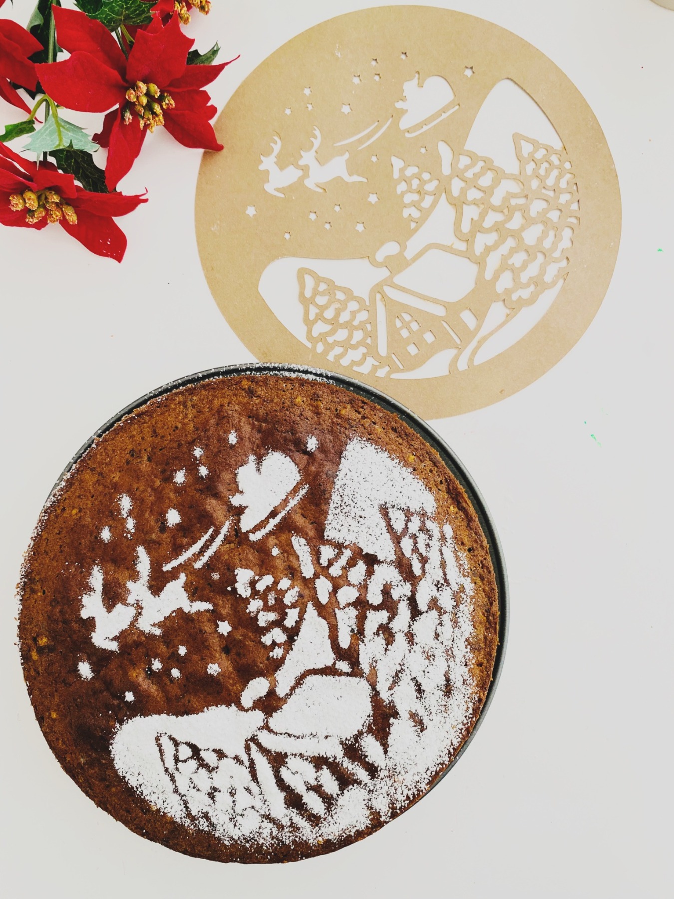 Kuchenschablone Weihnachten - Winterlandschaft Weihnachtslandschaft für einen Schokoladenkuchen