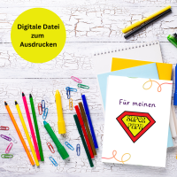 Superpapa - Geschenkidee zum Vatertag, PDF zum Ausdrucken Papa Buch zum Ausfüllen