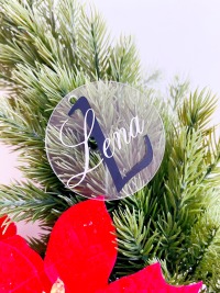 Personalisierter Acrylanhänger mit Namen und Anfangsbuchstaben - Weihnachtsbaumschmuck,