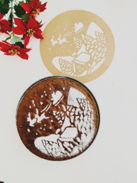 Kuchenschablone Weihnachten - Winterlandschaft, Weihnachtslandschaft für einen Schokoladenkuchen