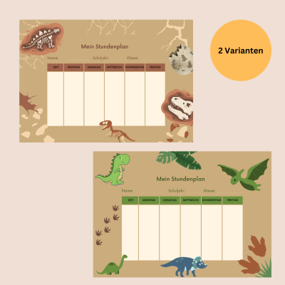 Stundenplan Kinder Dinosaurier - Geschenk Einschulung, 1. Klasse - Stundenplan Dino zum Download,