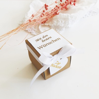 Explosionsbox zur Hochzeit, ideal als Verpackung für ein Geldgeschenk fürs Brautpaar - Kreative