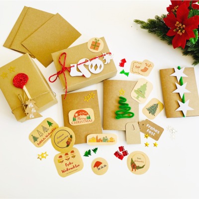 Bastelset für Weihnachten, DIY Kit Weihnachtskarten basteln, Weihnachtsgeschenke verpacken Ideen -