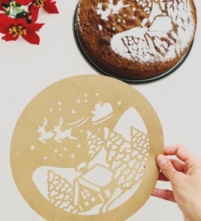 Kuchenschablone Weihnachten - Winterlandschaft Weihnachtslandschaft für einen Schokoladenkuchen
