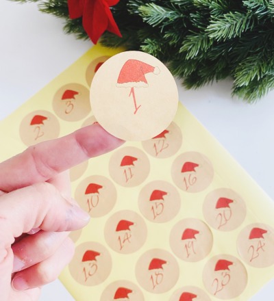 Zahlenaufkleber Adventskalender DIY zum selber gestalten Sticker Weihnachtskalender - 24 Aufkleber