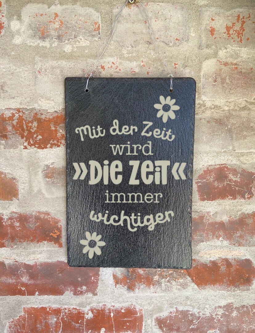 Schieferplatte mit Spruch Haustürschild aus Schiefer Schieferschild für den Eingang