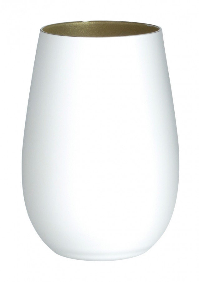 Personalisiertes Weinglas Tumbler lasergraviert Glas mit Namen JGA Tischdeko Stemless weiß oder