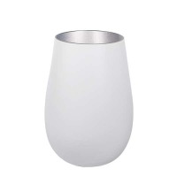 Personalisiertes Weinglas Tumbler lasergraviert Glas mit Namen JGA Tischdeko Stemless weiß oder