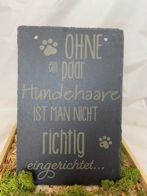 Schieferplatte mit Spruch Haustürschild aus Schiefer Schieferschild für den Eingang Gartendeko Geschenk für Hundefreunde Dekoration