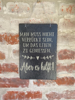 Schieferplatte mit Spruch Haustürschild aus Schiefer Schieferschild für den Eingang Gartendekoration Schiefer für den Garten Dekoration