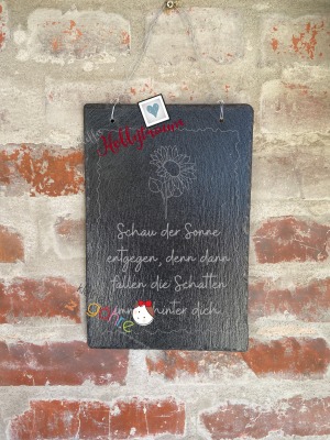 Schieferplatte mit Spruch Haustürschild aus Schiefer Schieferschild für den Eingang