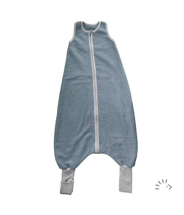 iobio Schlafsack Style Penguin mit Beinen Baumwollfleece Steinblau