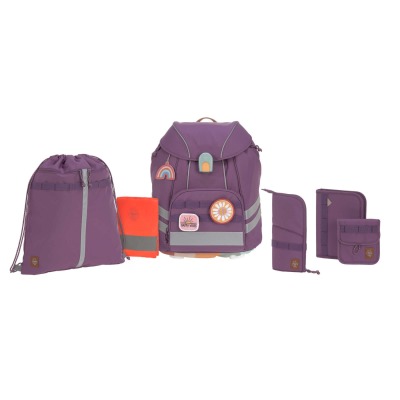 Lässig Schulranzen Set 7-teilig Flexy Unique Purple - mit Regenschutz