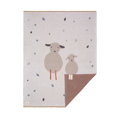Lässig Babystrickdecke - Knitted Blanket GOTS, Tiny Farmer Sheep