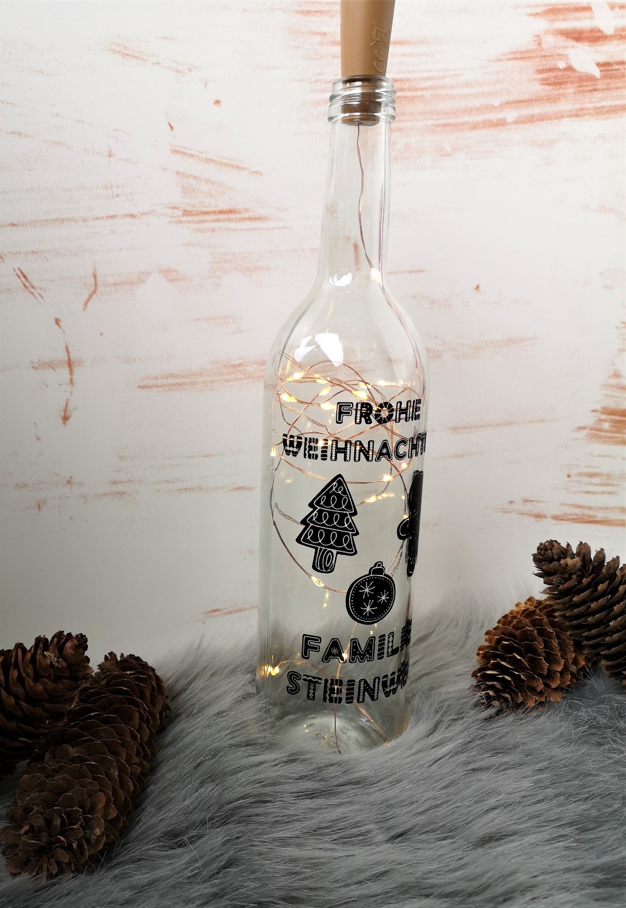 Frohe Weihnachten Leuchtflasche mit individuellen Weihnachtswünschen in Lebkuchen-Style 3