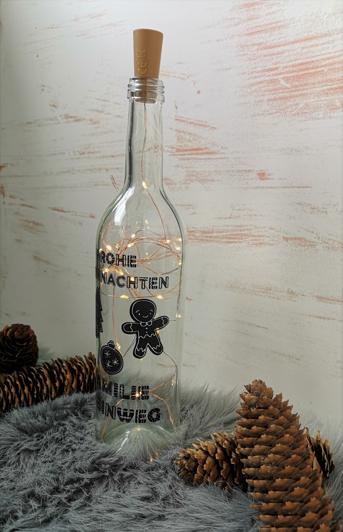 Frohe Weihnachten Leuchtflasche mit individuellen Weihnachtswünschen in Lebkuchen-Style 4